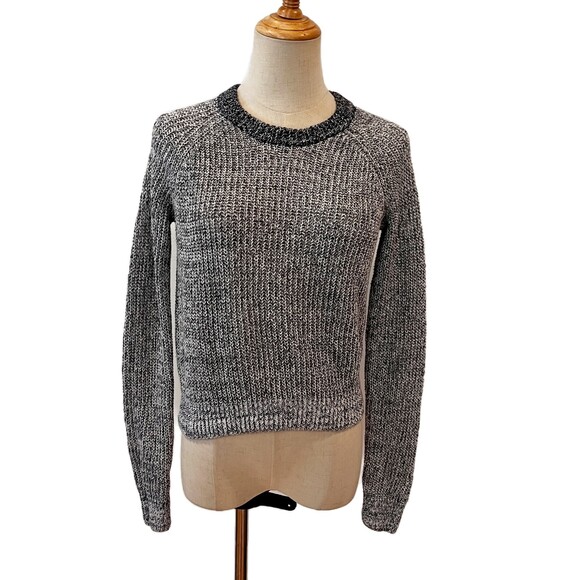 Theory Brombley Sweater Golino Knit Grey Crew Neck Petite Linen - Picture 2 of 6